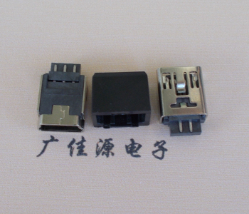 云南MINI USB 5Pin接口 带护套焊线母座 B型180度铜壳