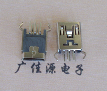 云南MINI USB5p母座|B型口180度|直插弯脚