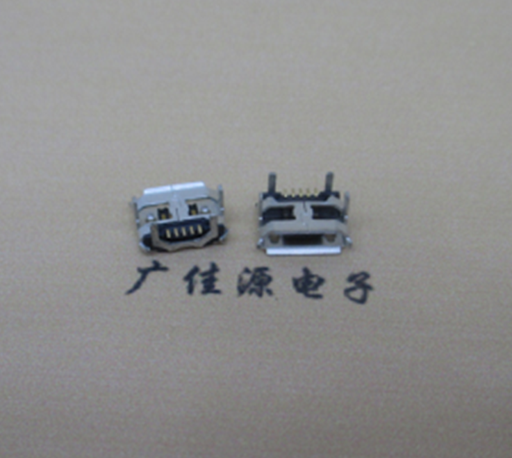 云南Micro usb5p母座 B型口 加长2.0mm牛角 焊接图解