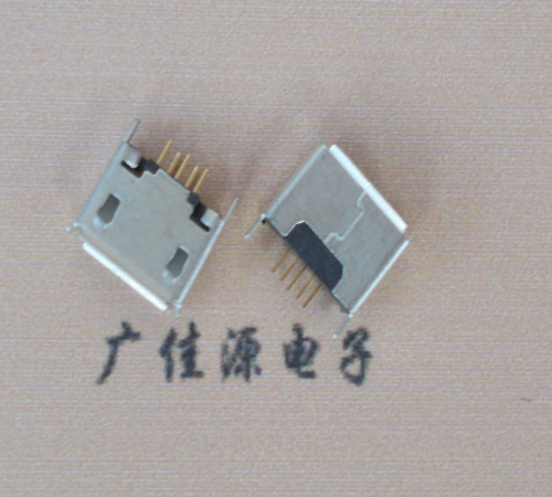 云南Micro usb立插180度 5p针加长2.0mm卷边雾锡