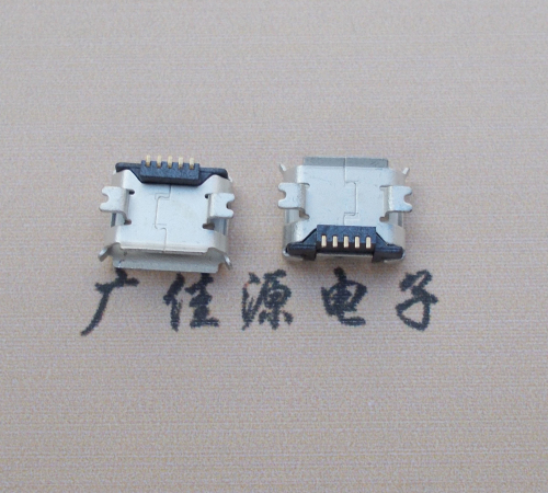云南Micro USB 5PIN接口,B型垫高0.9mm鱼叉脚贴片雾锡卷边