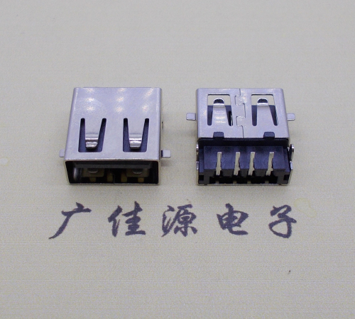 云南usb2.0 AF90°母座沉板1.9mm带弹片前贴后插