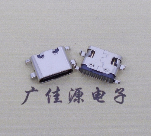 云南type c16p沉板母座破板0.8mm/1.0mm/1.2mm/1.6mm四脚插板端子SMT总体长度L=6.5mm